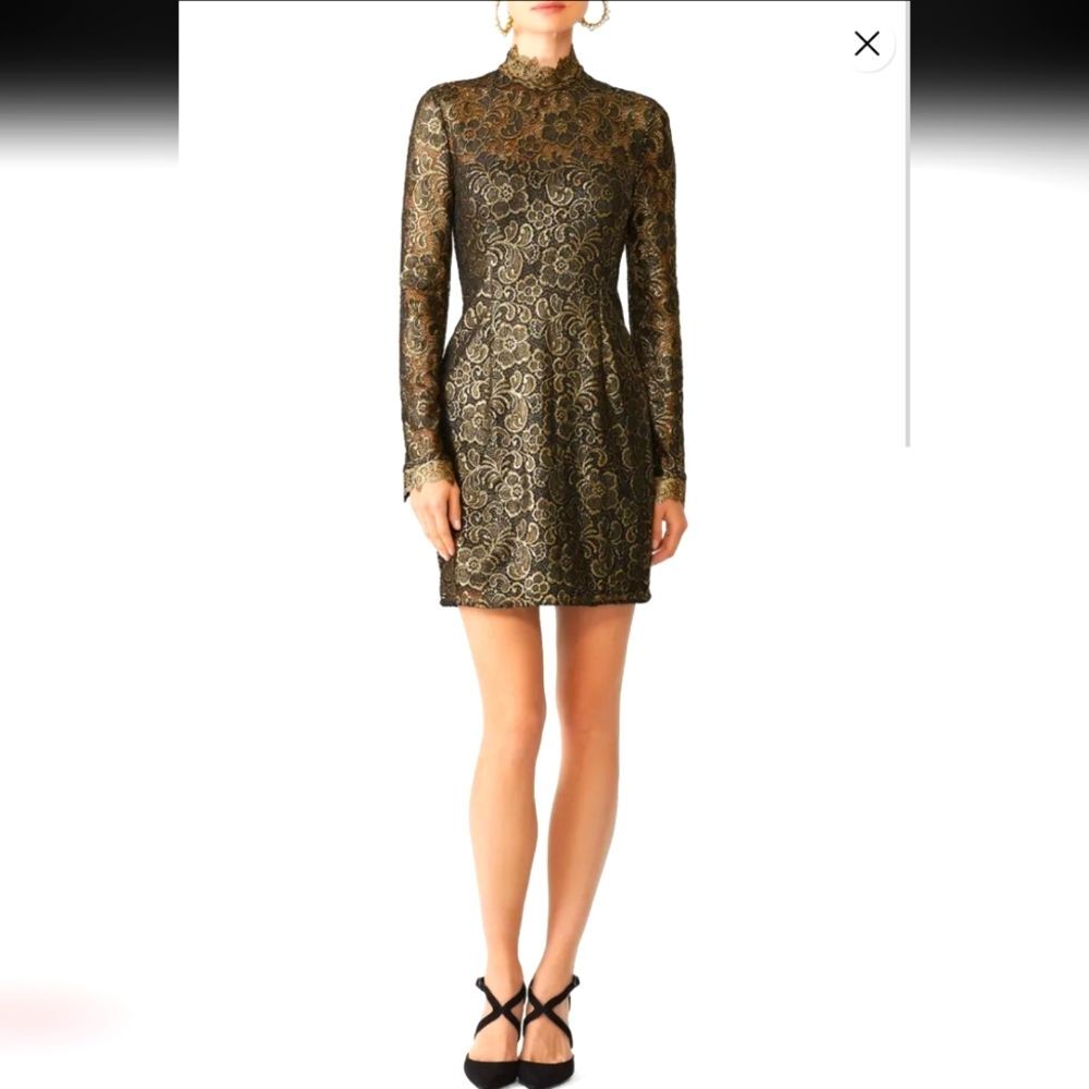 Rachel Zoe Metallic Hunter Dress Size 2 Gold